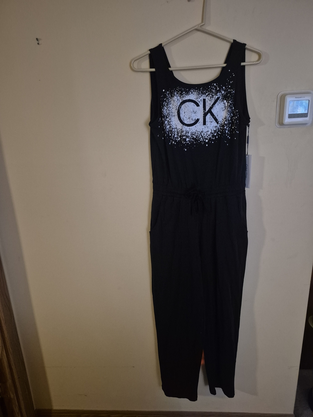 Calvin Klein Black Sleeveless One-Piece Jumpsuit with Logo